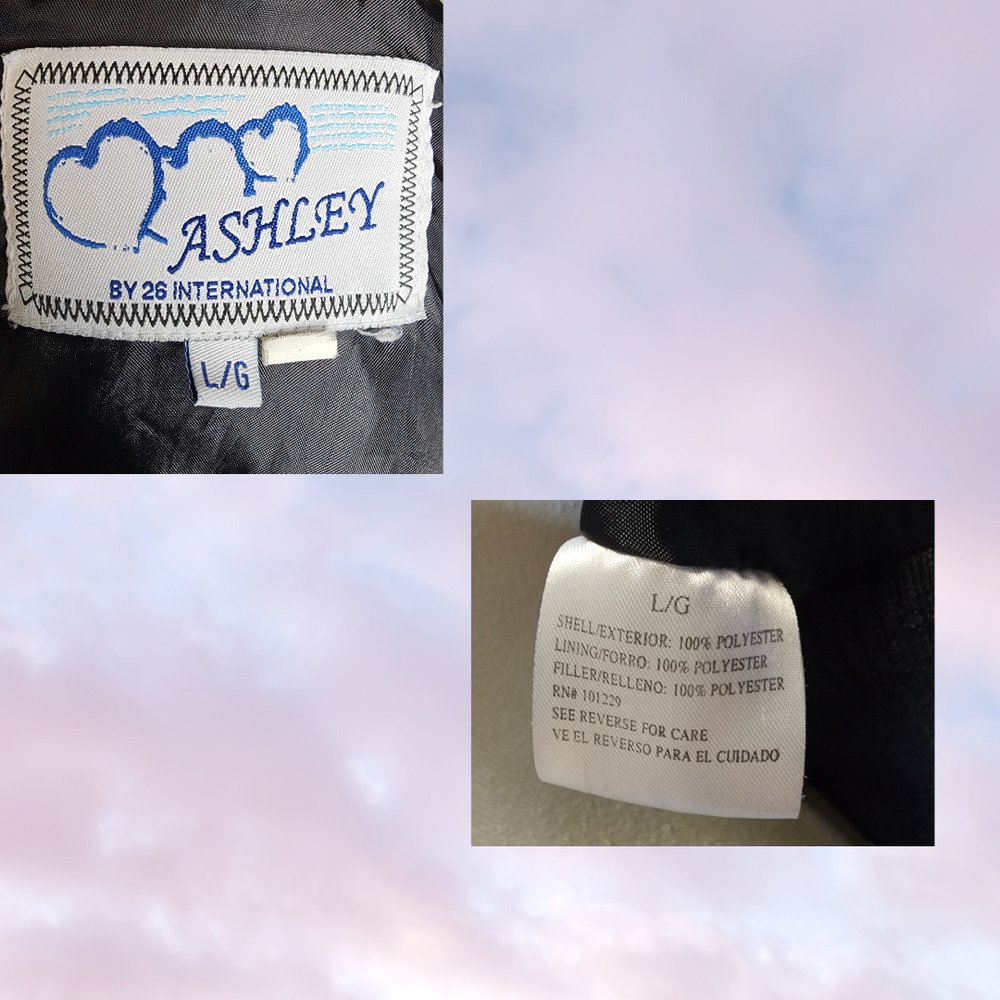 Y2k Vtg Ashley International Black Zip Grunge Puffer Ribbed Knit Sleeve Jacket L - Picture 5 of 5